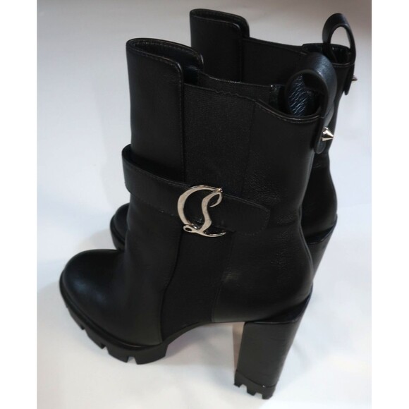 Christian Louboutin CL Chelsea Lug 100 Black Leather Ankle Boots Size 36 US 5 6 - Picture 10 of 15